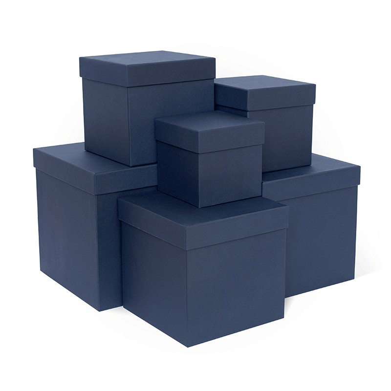 Д11003.049 Набор подарочных коробок 6 в 1 тиснение РОМБ 210x210x210 синий