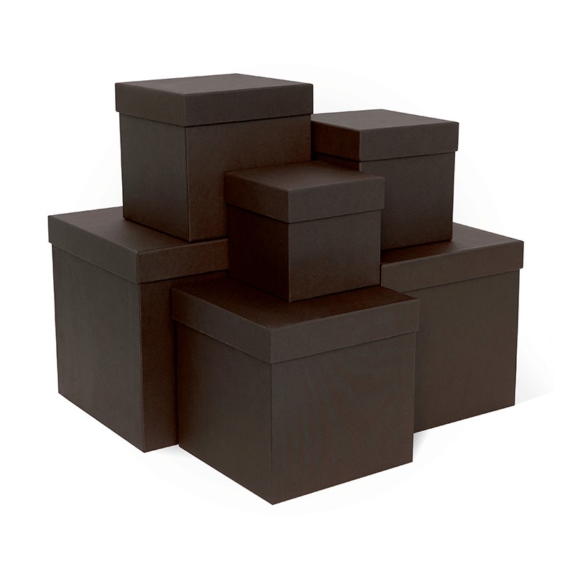 Д11003.057 Набор подарочных коробок 6 в 1  тиснение КРУГ 210x210x210 коричневый