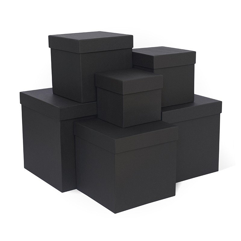 Д11003.051 Набор подарочных коробок 6 в 1 тиснение РОМБ 210x210x210 черный