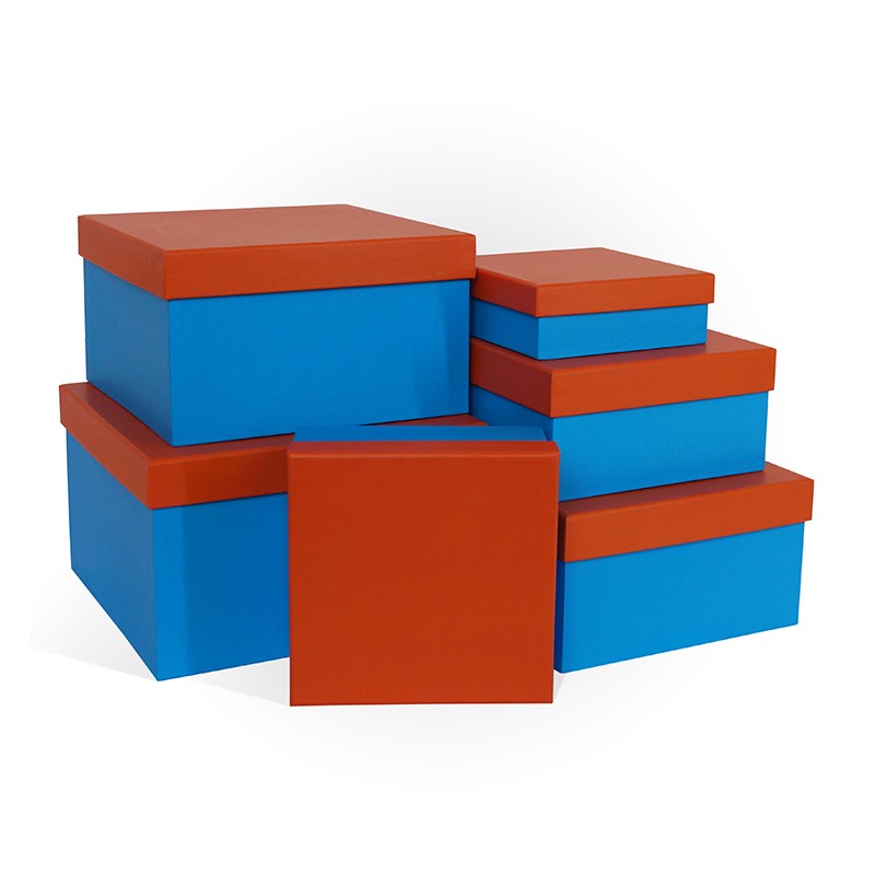 Д10103К.095 Набор подарочных коробок 6 в 1 КОЛОРИТ оранжево-голубой  250x250x150