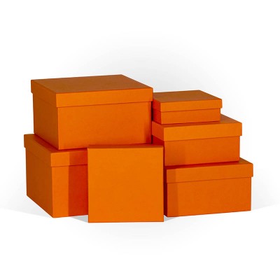 Д10103К.026 Набор подарочных коробок 6 в 1 тисненая бумага 250x250x150 оранжевый