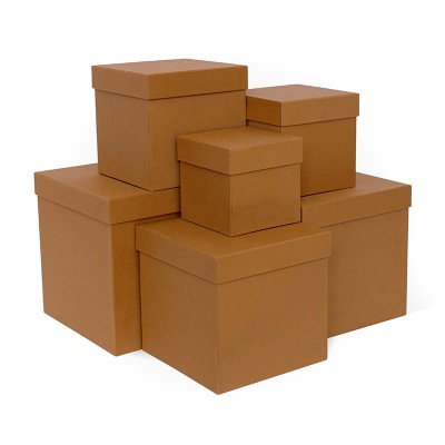 Д11003.053 Набор подарочных коробок 6 в 1  тиснение ЛЕН 210x210x210 светлый орех