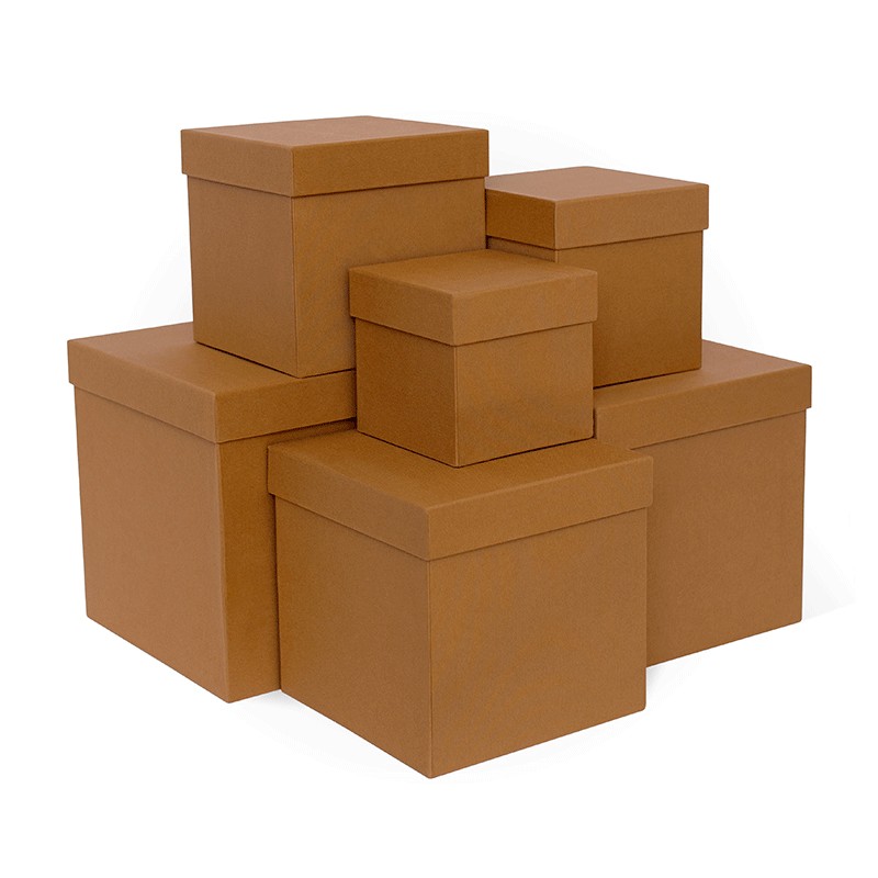 Д11003.048 Набор подарочных коробок 6 в 1 тиснение РОМБ 210x210x210 ореховый