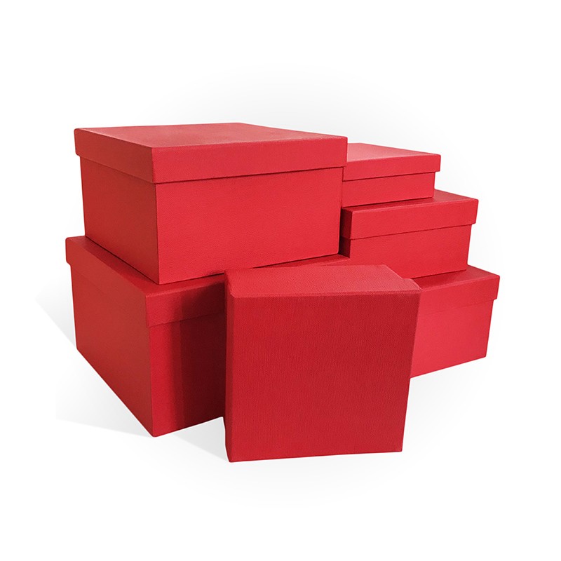 Д10103К.030 Набор подарочных коробок 6в1 тиснение ЛЕН 250x250x150 красный