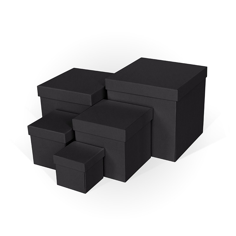 Д11003.065 Набор подарочных коробок 5 в 1 WOW-эффект тиснение РОМБ черный 210x210x210