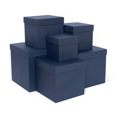 Д11003.054 Набор подарочных коробок 6 в 1  тиснение ЛЕН 210x210x210 синий