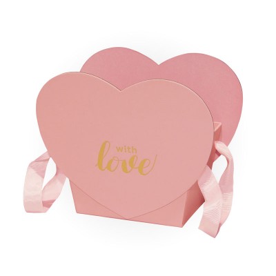 Д10703-17 Коробка для цветов «Трапеция-Сердце» 196x125x163 розовая
