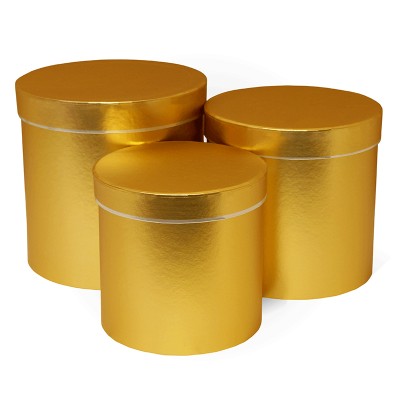 Д10503-35 Набор коробок 3 в 1 Цилиндр золотой металлик 195x190