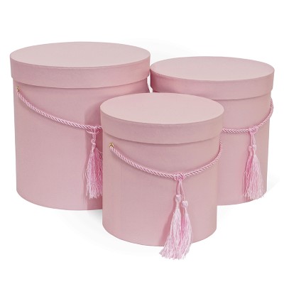 Д10503-12 Набор коробок 3 в 1 Цилиндр розовый с ручкой-кисточкой 225x225