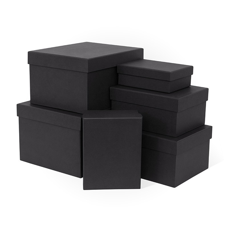 Д10103П.028 Набор подарочных коробок 6 в 1 тисненая бумага 250х210х150 черный