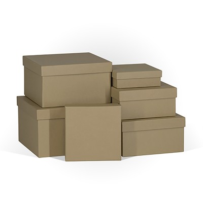 Д10103К.020 Набор подарочных коробок 6 в 1 тисненая бумага 250x250x150 капучино