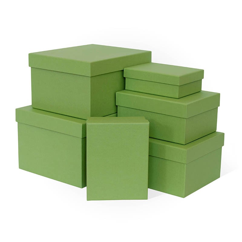 Д10103П.019 Набор подарочных коробок 6 в 1 тисненая бумага 250х210х150 зеленый