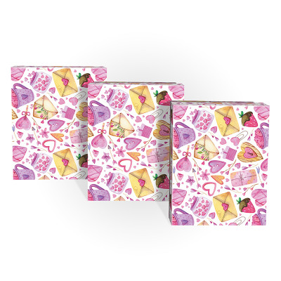 Д10103П.418 Набор подарочных коробок 3 в 1 РОЗОВЫЙ КАЛЕЙДОСКОП 190х150х90