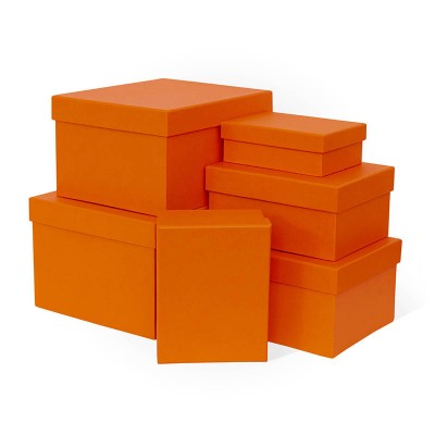 Д10103П.026 Набор подарочных коробок 6 в 1 тисненая бумага 250х210х150 оранжевый