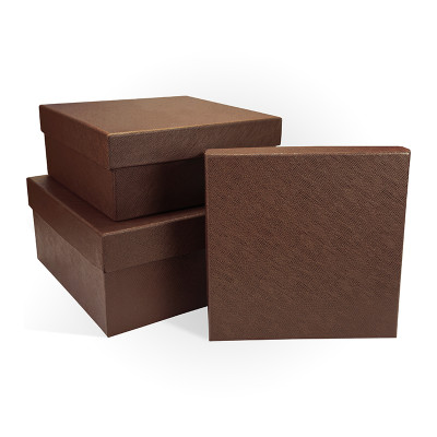 Д10103К.216 Набор подарочных коробок 3 в 1 бумага тисненая 190х190х90 коричневый