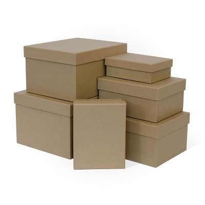 Д10103П.020 Набор подарочных коробок 6 в 1 тисненая бумага 250х210х150 капучино