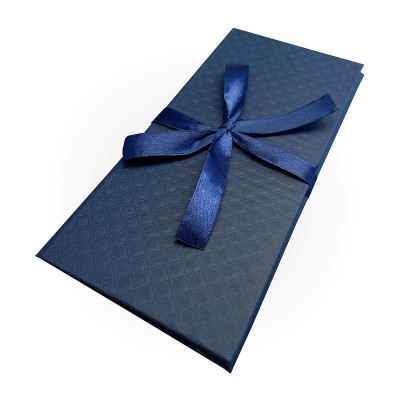 К115 Подарочный конверт ДЛЯ ДЕНЕГ,тиснение РОМБ- крупный с бантом,172х83,синий синий