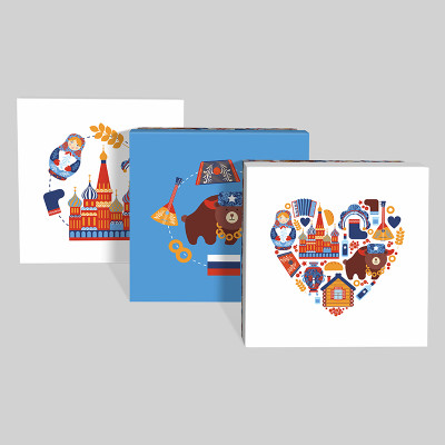 Д10103К.379 Набор подарочных коробок 3 в 1 РУССКИЙ СУВЕНИР 190х190х90