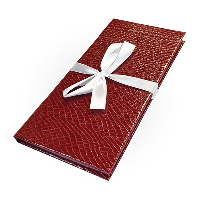 Д10303П.055 Подарочная коробка ДЛЯ ДЕНЕГ-тисненая бумага с бантом, 172х83х16 бордовый