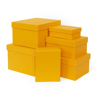 Д10103П.022 Набор подарочных коробок 6 в 1 тисненая бумага 250х210х150 кукурузно-желтый