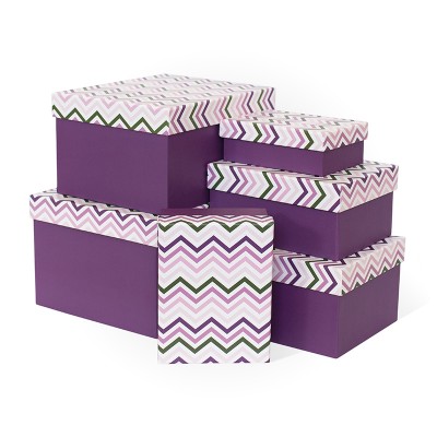 Д10103П.061 Набор подарочных коробок 6 в 1 Фиолетовый зигзаг 250х210х150