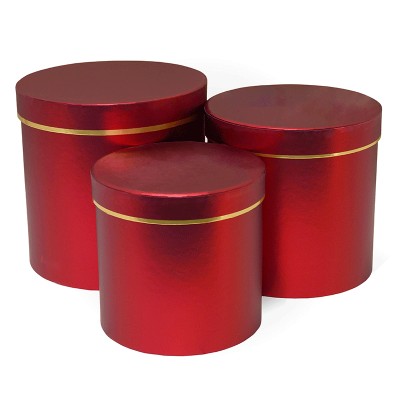 Д10503-36 Набор коробок 3 в 1 Цилиндр красный металлик 195x190