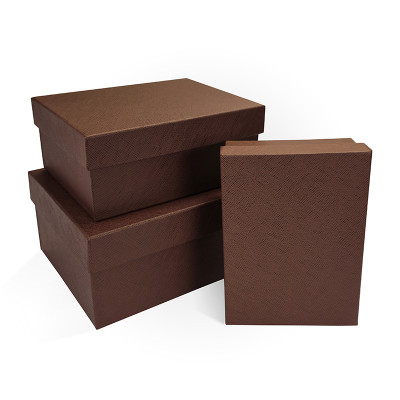Д10103П.424 Набор подарочных коробок 3 в 1 бумага тисненая 190х150х90 коричневый