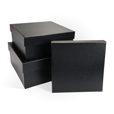 Д10103К.217 Набор подарочных коробок 3 в 1 бумага тисненая 190х190х90 черный