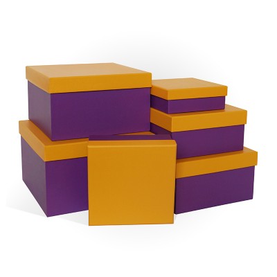 Д10103К.096 Набор подарочных коробок 6 в 1 КОЛОРИТ желто-фиолетовый 250х250х150