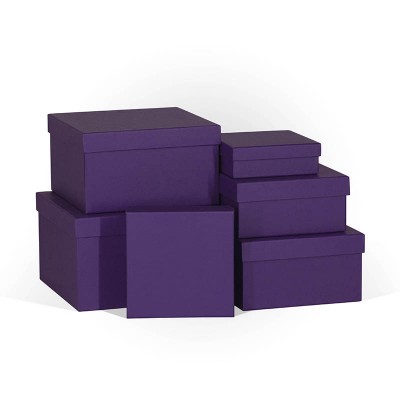 Д10103К.027 Набор подарочных коробок 6 в 1 тисненая бумага 250x250x150 фиолетовый