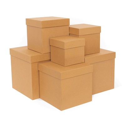 Д11003.046 Набор подарочных коробок 6 в 1  тиснение РОМБ 210x210x210 песочно-бежевый