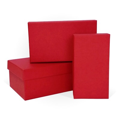 Д10103П.349 Набор подарочных коробок 3 в 1 тисненая бумага ЛЕН 150x95x60 красный
