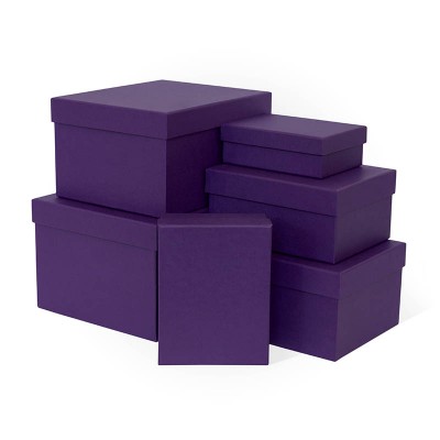 Д10103П.027 Набор подарочных коробок 6 в 1 тисненая бумага 250х210х150 фиолетовый