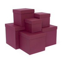 Д11003.056 Набор подарочных коробок 6 в 1 тиснение КРУГ 210x210x210 бордовый