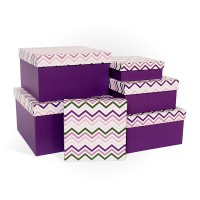Д10103К.047 Набор подарочных коробок 6 в 1 Фиолетовый зигзаг 250х250х150