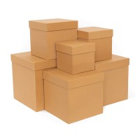Д11003.058 Набор подарочных коробок 6 в 1  тиснение КРУГ 210x210x210 песочно-бежевый