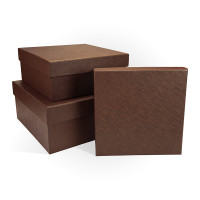 Д10103К.216 Набор подарочных коробок 3 в 1 бумага тисненая 190х190х90 коричневый
