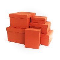 Д10103П.217 Набор подарочных коробок 6 в 1 тиснение РОГОЖКА 250x210x150 оранжевый