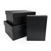 Д10103П.425 Набор подарочных коробок 3 в 1 бумага тисненая 190х150х90 черный