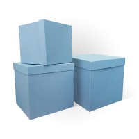 Д11003.088 Набор подарочных коробок 3 в 1  тиснение Пробковая 210x210x210 голубой