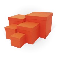Д11003.067 Набор подарочных коробок 5 в 1 WOW-эффект тиснение РОГОЖКА оранжевый 210x210x210