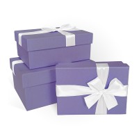 Д10103П.412 Набор подарочных коробок 3 в 1 с бантом бумага тисненая 190х150х90 аметист