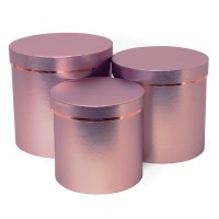 Д10503-37 Набор коробок 3 в 1 Цилиндр розовый металлик 195x190