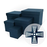 Д11003.071 Набор подарочных коробок 5 в 1 WOW-эффект тиснение ЛЕН синий 210x210x210