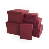 Д10103П.214* Набор подарочных коробок 6 в 1 тиснение ЛЕН 250x210x150 бордовый