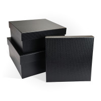 Д10103К.217 Набор подарочных коробок 3 в 1 бумага тисненая 190х190х90 черный