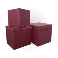 Д11003.089 Набор подарочных коробок 3 в 1  тиснение Рогожка 210x210x210 бордовый