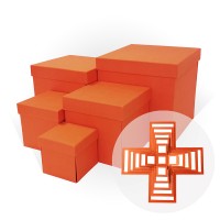 Д11003.067 Набор подарочных коробок 5 в 1 WOW-эффект тиснение РОГОЖКА оранжевый 210x210x210