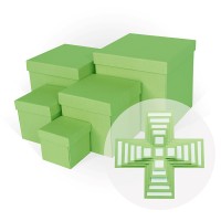 Д11003.025 Набор подарочных коробок 5 в 1 WOW-эффект тисненая бумага зеленое яблоко 210x210x210
