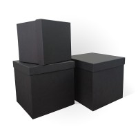 Д11003.087 Набор подарочных коробок 3 в 1  тиснение ЛЕН 210x210x210 черный